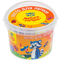 Тесто для лепки 12 цветов*30гр, "Енот в деревне", пластиковое ведро: ТЛ_12209 штр.: 4680211102098
