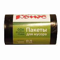 Мешки для мусора Комус ВД с ручк 60л 60x90см 25мкм черн 30шт/рул штр.  4630012881487, 4630012881777