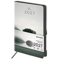 Ежедневник датированный 2027, А5, 138x213 мм, BRAUBERG "Vista", под кожу, гибкий, "Dark island", 117987