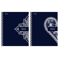 Тетрадь А5, 96 л., HATBER, гребень, клетка, Soft-touch ламинация, "Кружево" (микс в спайке), 096293, 96Т5лВ1гр
