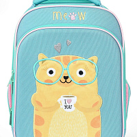 Рюкзак Schoolformat ERGONOMIC 2А4К CLEVER CAT 17 л голуб. 38х28х16 см жестк. каркас 2 отд. молния для девочек