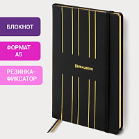 Блокнот А5 (135х205 мм) BRAUBERG "TOUCH", под кожу, 80 л., линия, черный, 113409