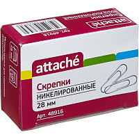 Скрепки 28 мм 100 шт./уп. ATTACHE: никель,кругл,к/кор штр.  4607023144450, 6924246194412, 6953070936530, 6953070936547, 6953070936554