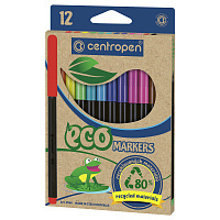Фломастеры Centropen "ECO Markers", 12цв., трехгранные, смываемые, блистер