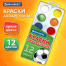 Краски акварельные BRAUBERG 12 цветов "Футбол", медовые, круглые