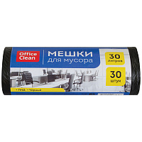 Мешки для мусора  30л OfficeClean ПНД, 48*55см, 6мкм, 30шт, черные, в рулоне: 228589/П штр.: 4680211075606