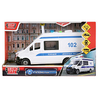 Машина пластик свет-звук ГАЗЕЛЬ NEXT ПОЛИЦИЯ 22,5 см, двери, инерц, Технопарк