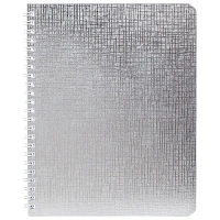 Тетрадь бумвинил А5 96 л., гребень, офсет №1, клетка, СЕРЕБРО, "Metallic", HATBER, 058964, 96Т5бвВ1гр
