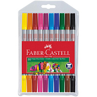 Фломастеры двусторонние Faber-Castell, 10цв., 10шт., смываемые, пластик.уп., европодвес. 151110