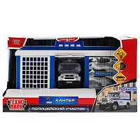 Игрушка пластик свет-звук ПОЛИЦЕЙСКИЙ УЧАСТОК 22 см, ворота, UAZ HUNTER, Технопарк