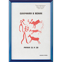 Рамка пластиковая 21x30 (A4) Синий металлик, с пластиком