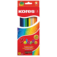 Карандаши цветные 12 цветов трехгранные, точилка Kores 93312.01 штр.  7501037044607, 9023800923127, 9023800933126