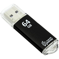 Память Smart Buy "V-Cut" 64GB, USB 2.0 Flash Drive, черный (металл.корпус)