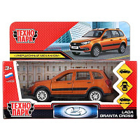 Машина металлическая LADA GRANTA CROSS 12 см, двери, багаж, инерц, золотой, кор. Технопарк