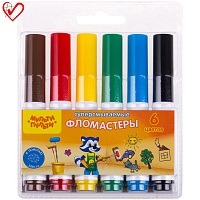 Фломастеры Мульти-Пульти "Приключения Енота", 06цв., утолщенные, суперсмываемые, блистер