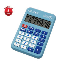 Калькулятор карманный Citizen LC-110NRBL, 8 разр., питание от батарейки, 88*58*11мм, голубой. LC-110NR-BL