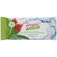 Салфетки влажные Aura "Tropic coctail", 15*20см, 15шт., освежающие: 6066/6065 штр.: 4600999007569