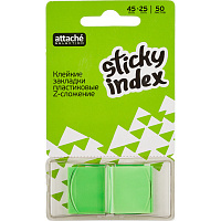 Клейкие закладки пласт. 1цв.по 50л. 25ммх45 зелен Attache Selection штр.  4712759909157