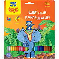 Карандаши цветные Мульти-Пульти "Енот в Индии", 24цв., заточен., картон, европодвес