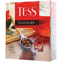Чай Tess "Pleasure", черный, тропич. фрукты, лепестки цветов,шиповник,яблоко, 100 пакетиков по 1,5г 0919-09