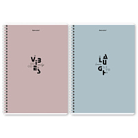 Тетрадь А4, 96 л., BRAUBERG, гребень, клетка, матовая ламинация, "Пастель_3" (микс в спайке), 405320