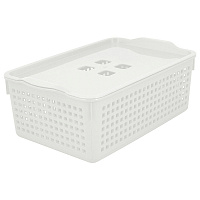 Корзинка "Лофт" с крышкой (белый). Размер 29,5х18,5х10,5 см. Объём 3,8 л.