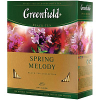 Чай Greenfield "Spring Melody", черный, с ароматом мяты, чабреца, 100 фольг. пакетиков по 1,5г 1065-09