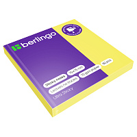 Самоклеящийся блок Berlingo "Ultra Sticky", 75*75мм, 80л, желтый неон. LSn_39200