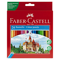 Карандаши цветные Faber-Castell, 24цв., заточен., картон, европодвес