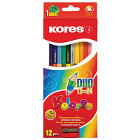 Карандаши цветные 24цв 12шт 3-гран,двустор с точилкой Kores 93212. штр.  7501037044669, 9023800932129