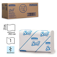 Полотенца бумажные 110 шт., KIMBERLY-CLARK Scott, комплект 16 шт., Slimfold, белые, 29,5х19 см, М-fold, диспенсер 601535, АРТ.5856