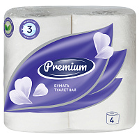 Бумага туалетная OfficeClean "Premium" 3-х слойн., 4шт., тиснение, белая. 279673