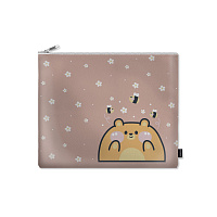 Папка для тетрадей 1 отд. А4 LOREX KIDS COOKIE BEAR молния кож/зам 34x25x0,7 см бежев. с ручкой для девочек