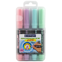 Набор текстовыделителей Centropen "Flexi 8542" 4 пастельных цв., 1-5мм, гибкий пишущий узел, футляр 