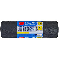 Мешки для мусора 220л OfficeClean ПВД, 88*130см, 30мкм, 25шт, черные, в рулоне: 243963/И штр.: 4680211124670