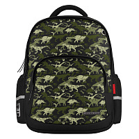 РЮКЗАК ЧЕРНЫЙ С ЭРГОНОМИЧНОЙ СПИНКОЙ "ДИНОЗАВРЫ.ПАТТЕРН"