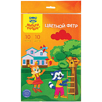 Цветной фетр Мульти-Пульти "Приключения Енота", А4, 10л., 10цв., 1мм ФЦ10_18064