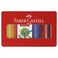 Карандаши цветные Faber-Castell "Grip", 48цв.+3, трехгран., заточен., метал. уп., с кистью, точилкой