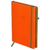 Ежедневник датированный 2027г., А5, 176л., твердый переплет, кожзам, BG "Contrast. Orange", оранжевый, цветной срез, на резинке