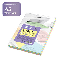 Бумага цветная OfficeSpace "Pale Color", A5, 80 г/м?, 100л., (5 цветов)