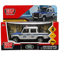 Машина металл LAND ROVER DEFENDER PICKUP ПОЛИЦИЯ 12 см, двери, багажн, Технопарк