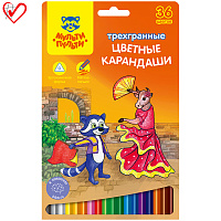 Карандаши цветные Мульти-Пульти "Енот в Испании", 36цв., трехгран., заточен., картон, европодвес