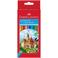 Карандаши цветные Faber-Castell, 12цв., заточен., картон, европодвес. 120112