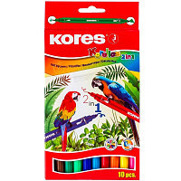 Фломастер Kores 10цв,двусторон,вент.колп, 29021 штр.  9023800290212