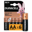 Батарейки КОМПЛЕКТ 6 шт., DURACELL Basic ОРИГИНАЛ, АА (LR6,15А), алкалиновые,