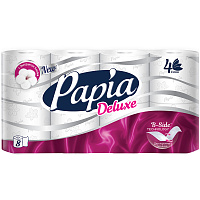 Бумага туалетная Papia "Deluxe", 4х- слойн.,  8шт., тиснение, белая 5041395