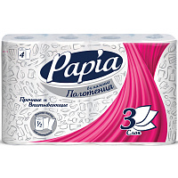 Полотенца бумажные Papia 3 сл. 4рул/уп штр.  4604857000242