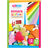 Цветная бумага A4, ArtSpace, 12л., 12цв., тонированная, в папке. 264194