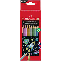 Карандаши цветные Faber-Castell, 10цв., металлик,  заточен., картон. Упак. 201583