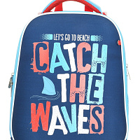 Рюкзак Schoolformat ERGONOMIC 2 CATCH THE WAVES 19,8 л синий 38х29х18 см жестк. каркас 2 отд. молния для мальчиков